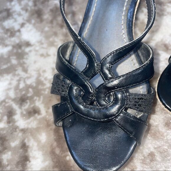 Charles by Charles David Womens Argent Sandals Casual SZ 7B black & tan wedge - Picture 4 of 10